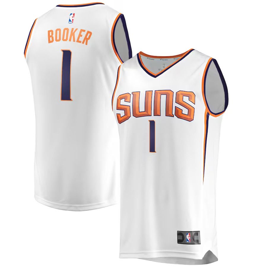 Men Phoenix Suns #1 Devin Booker Fanatics Branded White Association Edition Fast Break Replica NBA Jersey